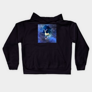 Wonderful fantasy deer in a winter landscape Kids Hoodie